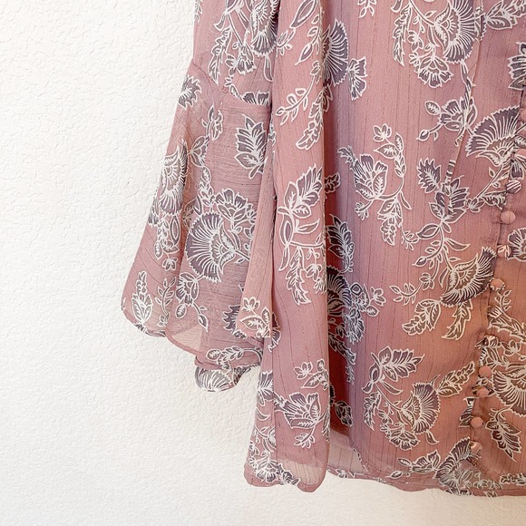 En Creme Button Front Detail Floral Mini Dress - Picture 7 of 13